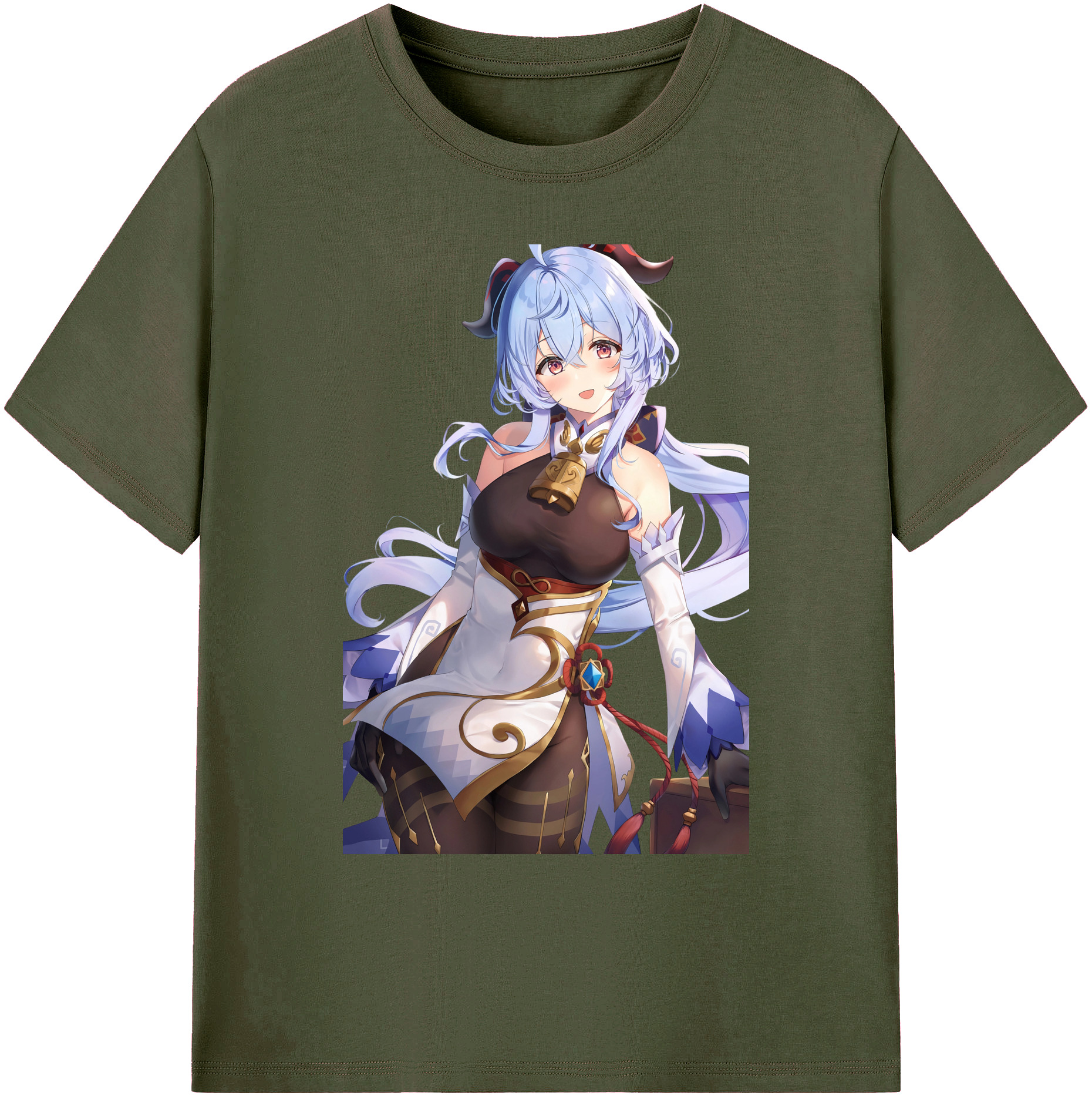げんし神 甘雨 かんう genshin Ganyu 綿100％ メンズ半袖Tシャツ｜肌触りやわらか＆通気性